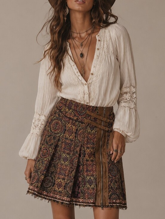 We Are What We Love Dresses & Skirts - We Are What We Love Tapestry Boho Skirt Size  38 US M Paisley Western Frayed Hem